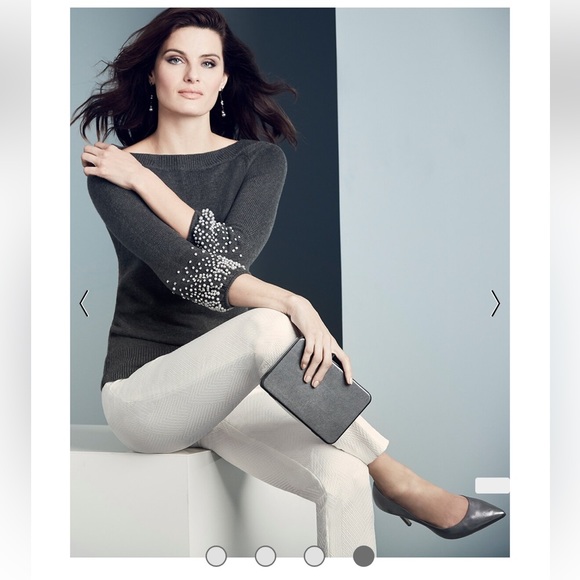 White House Black Market The Slim Ecru colour size 12 textured EUC - Picture 4 of 8